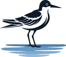 Seabird Silhouette on Water vector