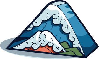 Japanese Wave Illustration in a Triangle Frame vector