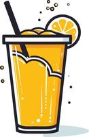 Orange Juice with Lemon Slice and Straw vector