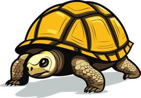 Cartoon Illustration of a Turtle with a Yellow Shell vector