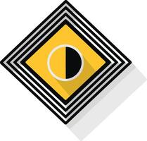 Abstract Graphic Design with a Black and White Circle in a Yellow Square with a Long Shadow vector