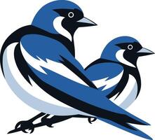 Two Blue Birds in a Symbolic Flight vector