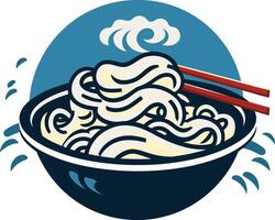 Bowl of Noodles with Chopsticks vector