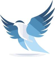 Abstract Blue Bird with Spread Wings vector