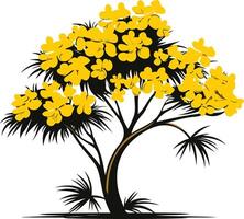 Blooming Yellow Tree on White Background vector