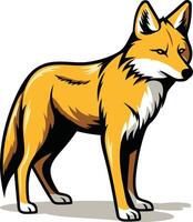 A Yellow Wolf Standing on White Background vector