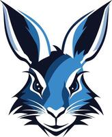Blue Rabbit Mascot with Intense Gaze vector