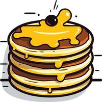 Stack of Pancakes with Drizzled Honey vector