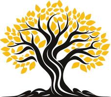 Stylized Tree with Yellow Leaves vector