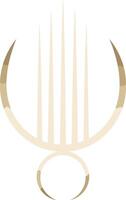 Abstract Golden Symbol with Pointed Lines and Circular Elements vector