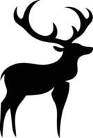 Simple black and white silhouette of a deer, perfect for logos, icons, or design elements vector