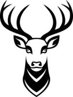 Bold black and white element illustration of a stag's head, perfect for logo design and branding vector