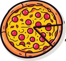 Delicious Pepperoni Pizza with a Missing Slice vector