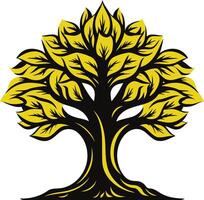 Stylized Tree with Yellow Foliage vector