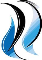 Abstract Design with Blue and Black Curves vector