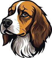 Portrait of a Beagle with Brown and White Fur vector