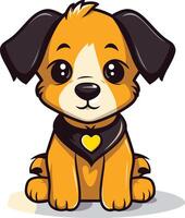 Cute Cartoon Dog with a Yellow Heart vector
