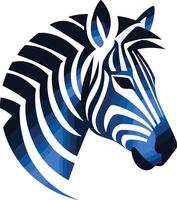 Abstract Zebra Head in Blue and White vector