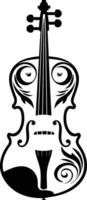 A simple yet striking silhouette of a violin, adorned with intricate floral patterns vector