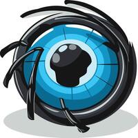 Abstract Eye Illustration with a Blue Iris and Black Surrounding Design vector