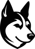 A bold and striking silhouette of a dog's head, perfect for logos, branding, and graphic design projects vector