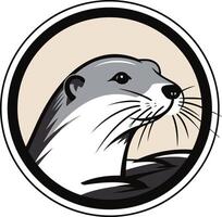 Otter Portrait in a Circular Frame vector