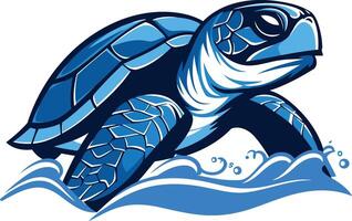 Sea Turtle Swimming Through Waves vector