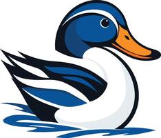 Cartoon Illustration of a Duck Swimming vector