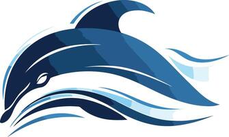 Abstract Blue Dolphin Leaping Through Waves vector