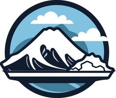 Mount Fuji with Clouds and Waves vector