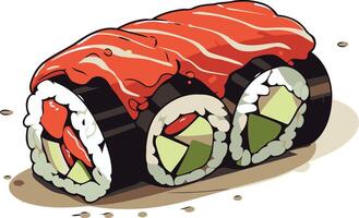 Delicious Sushi Roll with Salmon vector