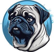 Portrait of a Pug Dog with a Blue Background vector