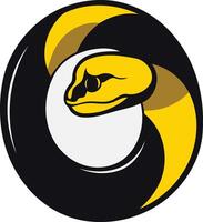 Yellow Snake in a Circular Frame vector