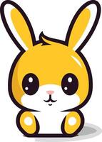 Cute Yellow Bunny Rabbit Cartoon Character vector