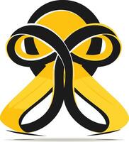 Abstract Intertwined Shapes in Black and Yellow vector