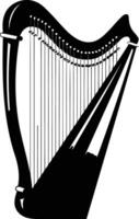 Simple black and white illustration of a harp, perfect for music-related projects vector