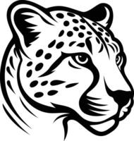 Bold black and white illustration of a cheetah's head, perfect for tattoo designs, wildlife projects, or as a strong graphic element vector
