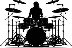 Silhouette of a Drummer Performing vector