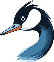 Close-Up of a Grebe's Head with a Curved Neck vector