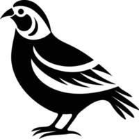A bold, black and white illustration of a stylized quail, perfect for use in designs, logos, or as a decorative element vector