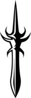 Stylized black and white sword design, perfect for creating logos, tattoos, and other designs with a bold and edgy feel vector