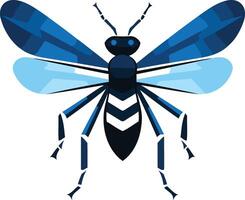 Stylized Blue Wasp Illustration vector