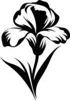 Elegant black and white illustration of a single iris flower, perfect for adding a touch of floral beauty to your design projects vector