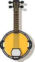 Illustration of a Yellow Banjo with Black Strings vector