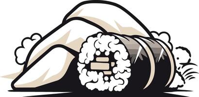 Sushi Roll in a Cartoonish Style vector