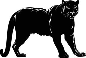 A dramatic black and white silhouette of a panther, perfect for adding a touch of wildness to your designs vector