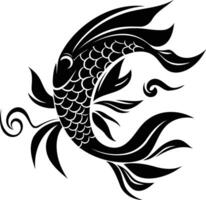 Black and white stylized fish tattoo design, perfect for adding a touch of eastern elegance to your projects vector