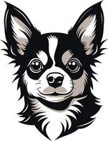 Chihuahua Portrait Black and White Canine Charm vector
