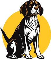 Sitting Beagle Dog in Front of a Yellow Circle vector