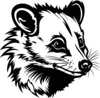 A striking black and white illustration of a binturong, also known as a bearcat, in a bold and graphic style vector